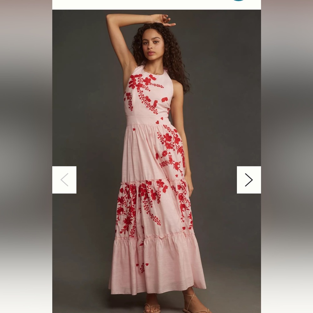 Embroidered Anthropologie Halter Maxi